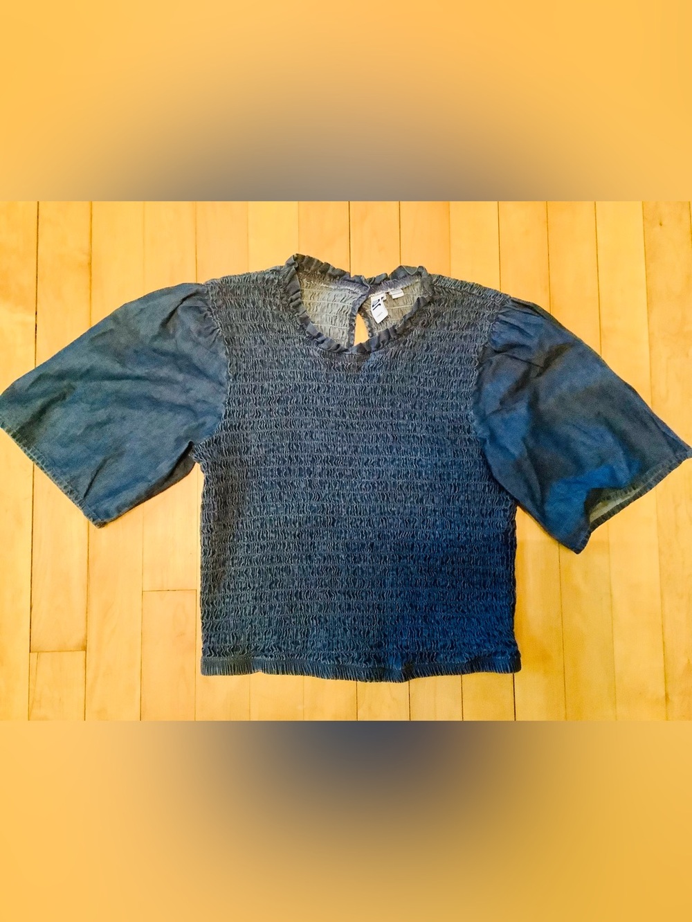 Denim Puff Sleeve Women’s Top -